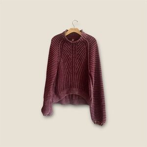Free People Maroon Crew Neck Sweater